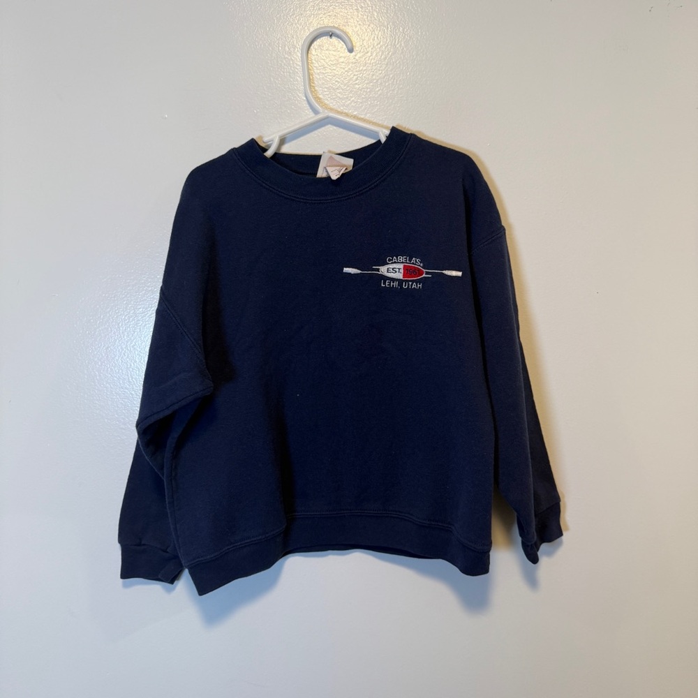Cabela’s Navy Blue Sweatshirt with Embroidered Logo kids size small